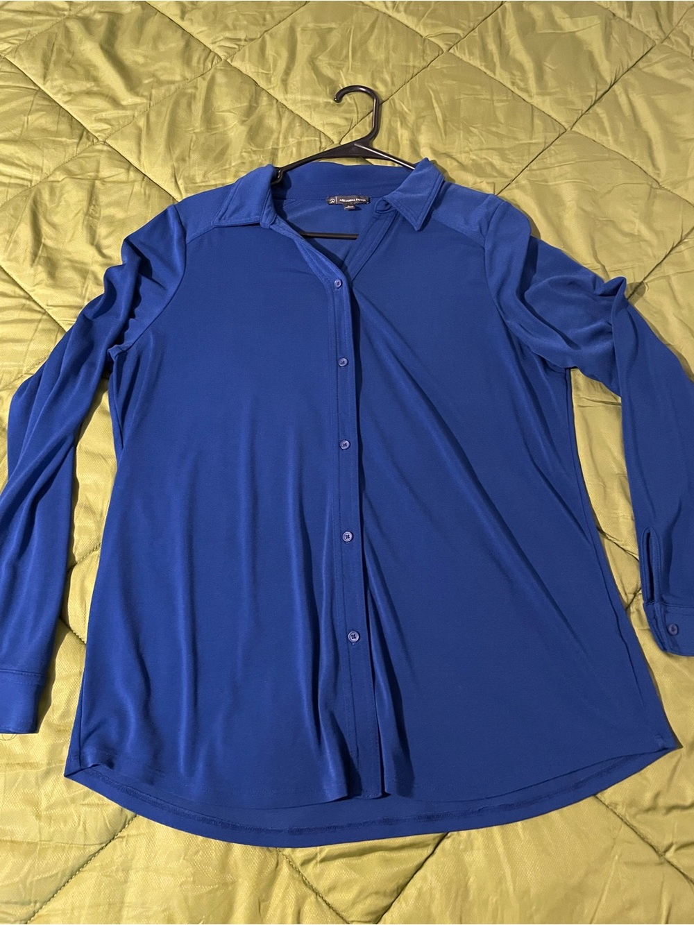 Adrianna Papell Royal Blue Button-Up Blouse